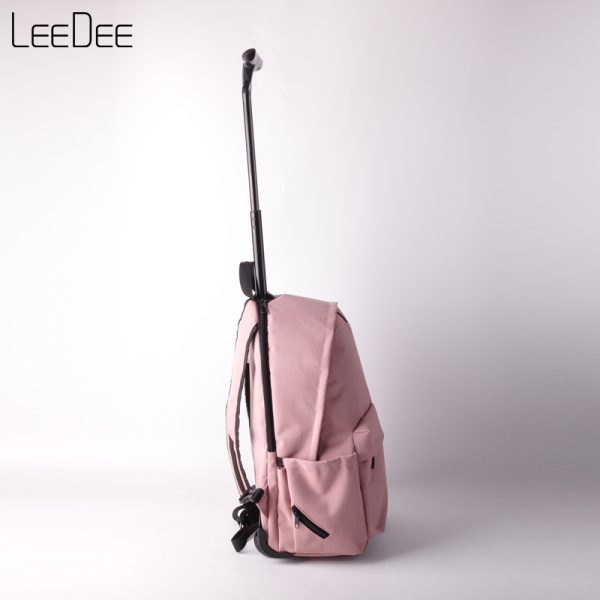 LE250307 Pink Light Colored Wheeled Backpack - 图片 6