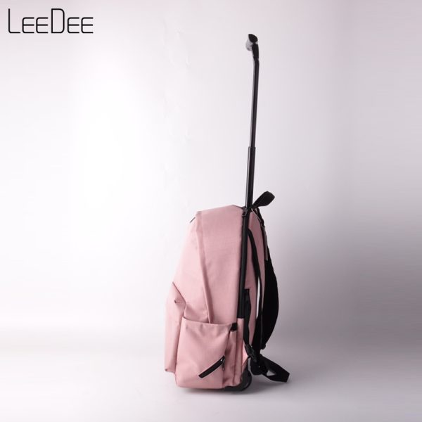 LE250307 Pink Light Colored Wheeled Backpack - 图片 7