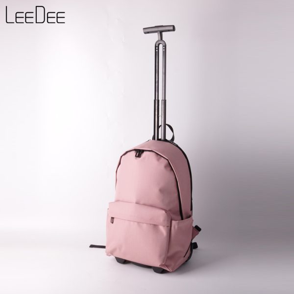 LE250307 Pink Light Colored Wheeled Backpack - 图片 8
