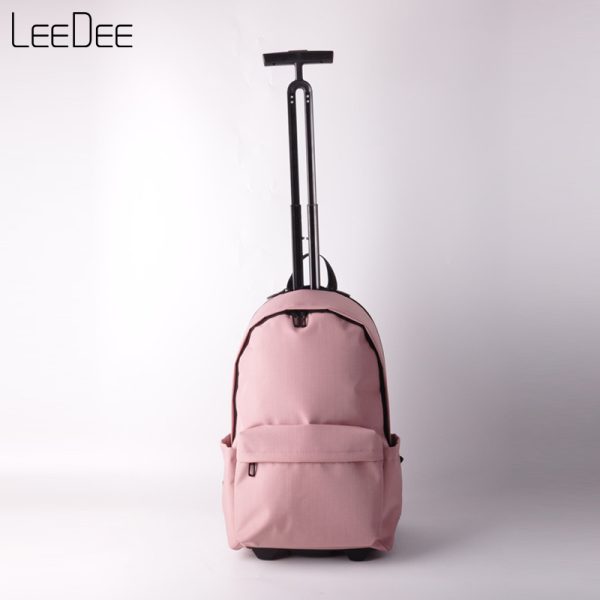 LE250307 Pink Light Colored Wheeled Backpack - 图片 3