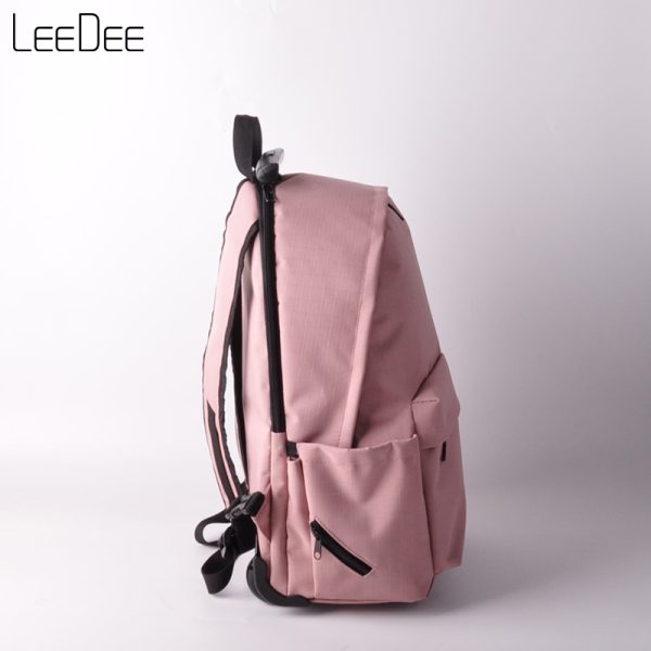 LE250307 Pink Light Colored Wheeled Backpack - 图片 4