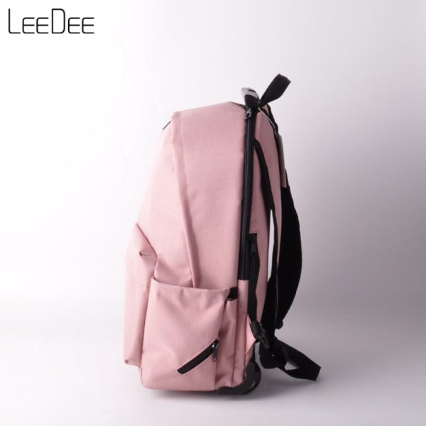 LE250307 Pink Light Colored Wheeled Backpack - 图片 5