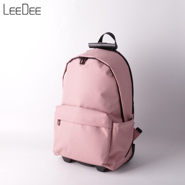 LE250307 Pink Light Colored Wheeled Backpack
