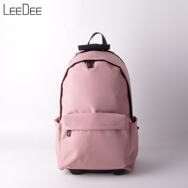 LE250307 Pink Light Colored Wheeled Backpack - 图片 2