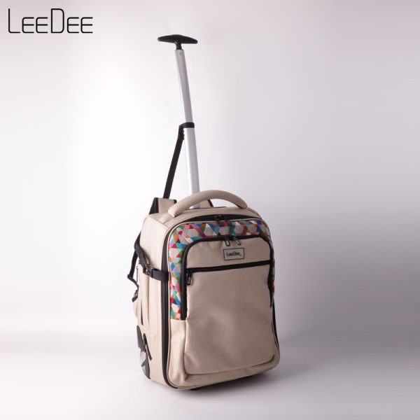 LE250409 Beige Minimalist Trolley Backpack - 图片 3