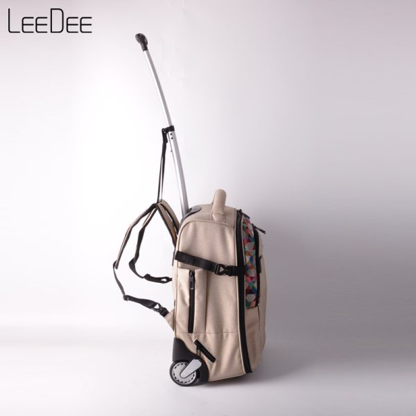 LE250409 Beige Minimalist Trolley Backpack - 图片 4